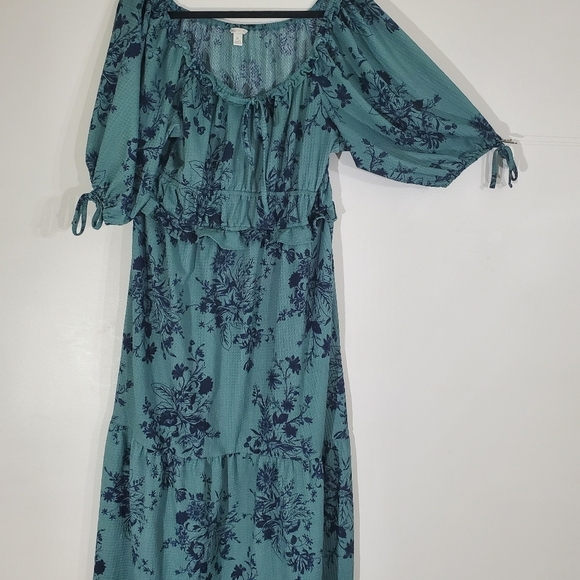 CATO MAXI TIERED Dress Floral Size XL Garden Flowy Botanical Countryside - Picture 3 of 9